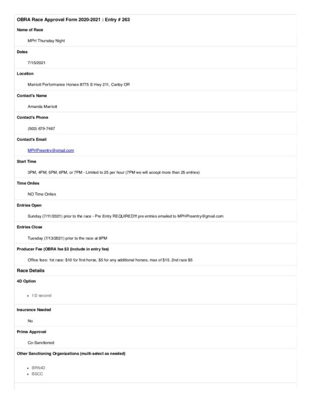 Oregon Barrel Racing Association