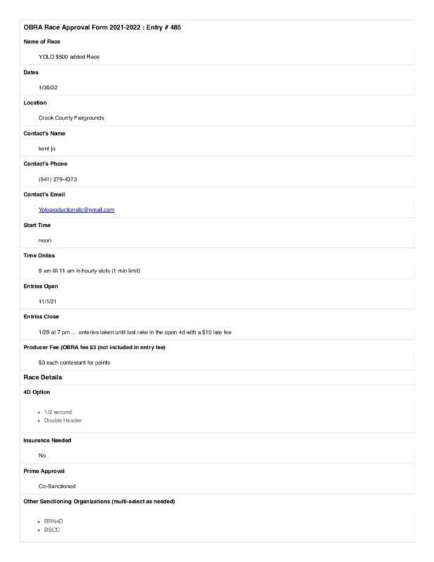 Oregon Barrel Racing Association