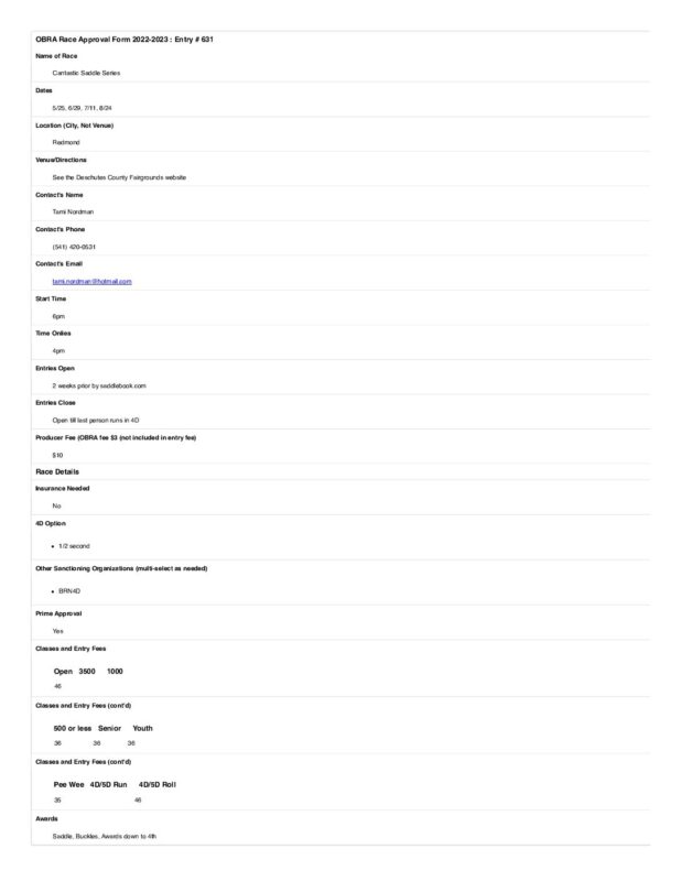 Oregon Barrel Racing Association