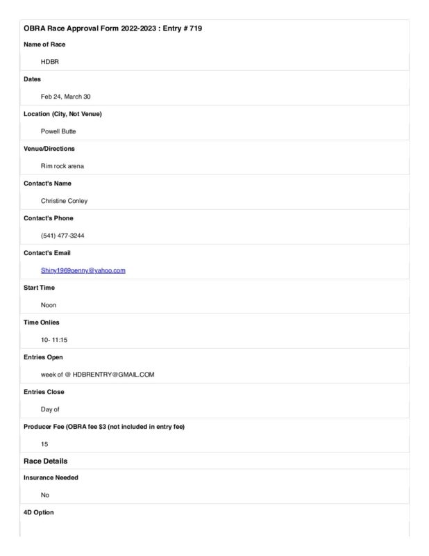 Oregon Barrel Racing Association