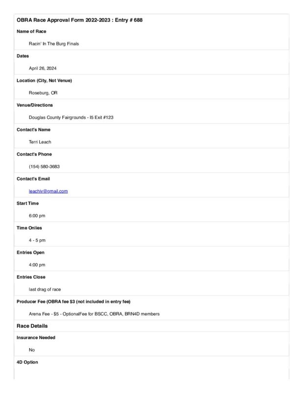 Oregon Barrel Racing Association