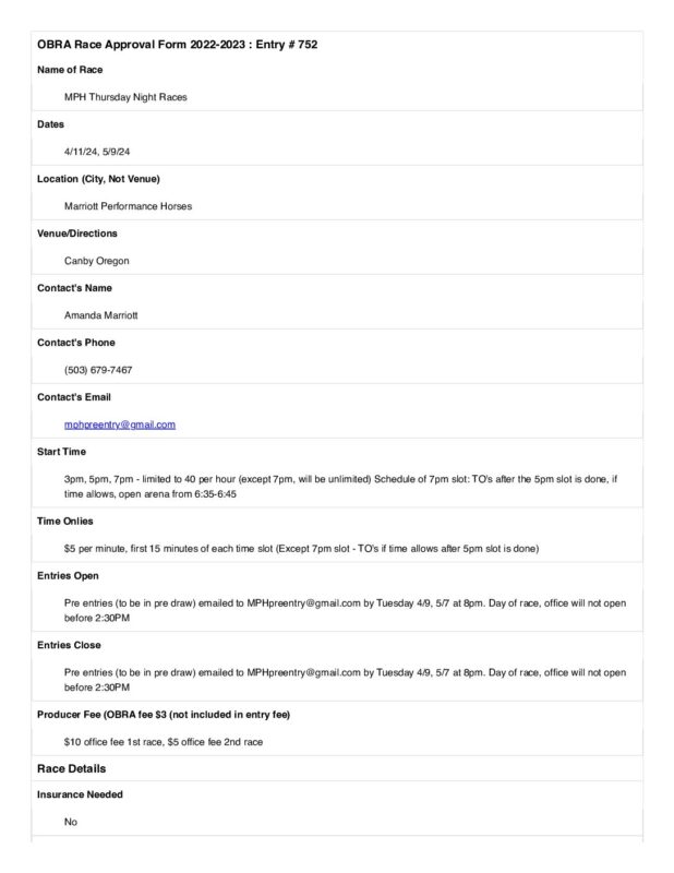 Oregon Barrel Racing Association