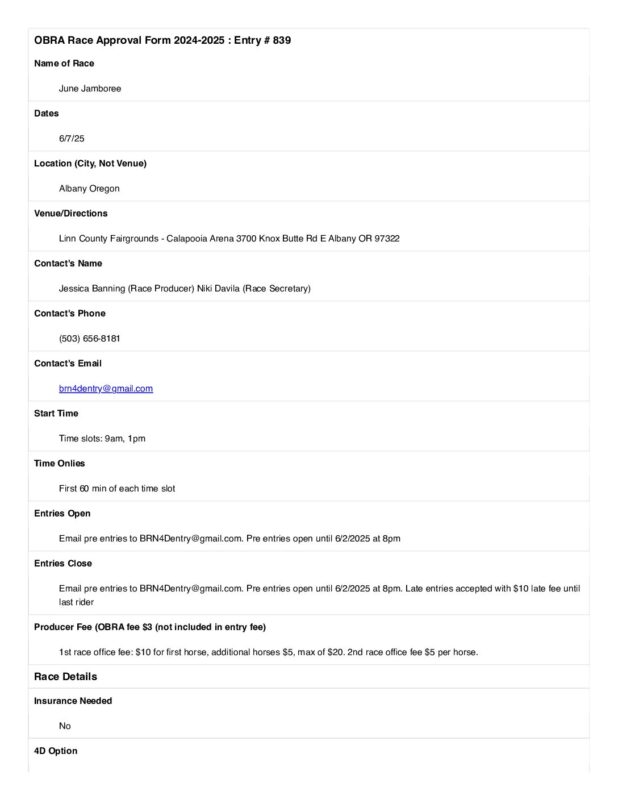 Oregon Barrel Racing Association