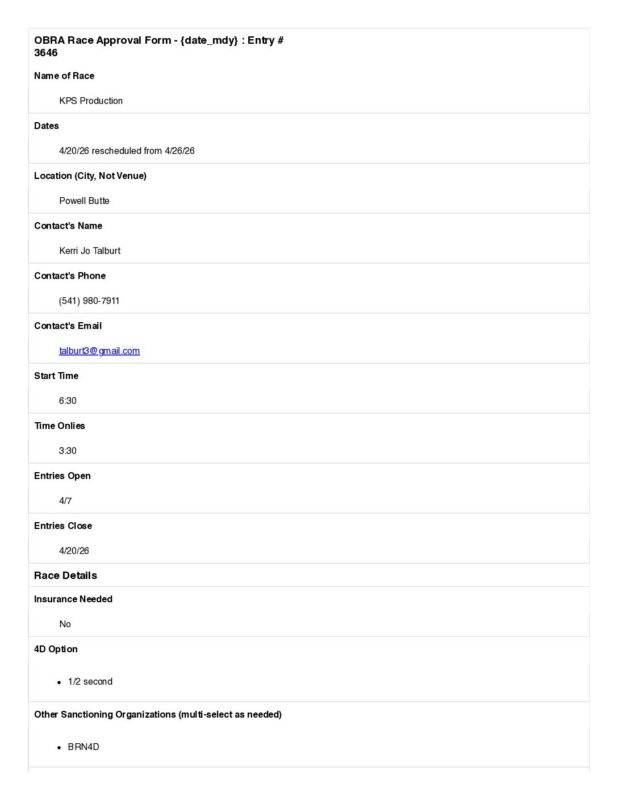 Oregon Barrel Racing Association