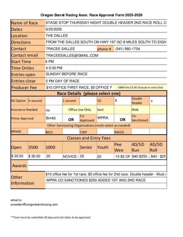 Oregon Barrel Racing Association