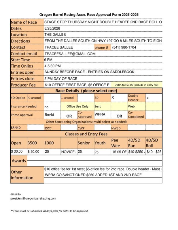 Oregon Barrel Racing Association