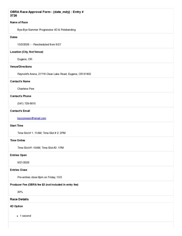 Oregon Barrel Racing Association